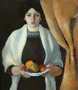 August Macke Portrait with Apples : Wife of the Artist oil painting reproduction